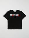 Moschino Kid T-shirt With Logo And Strawberries In Black