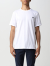 Fred Perry Ringer Wreath-embroidered T-shirt In White