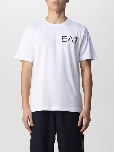 Ea7 Logo Cotton T-shirt In White