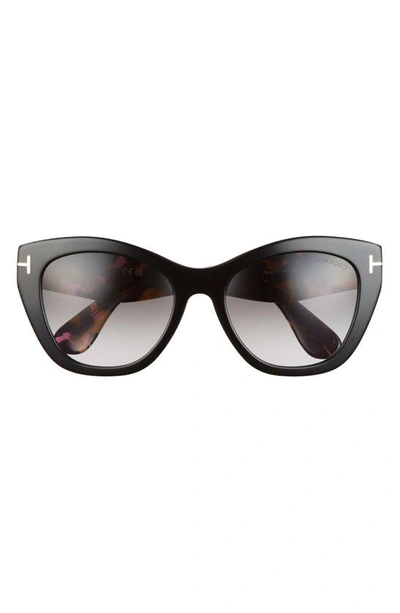 Tom Ford Cara 56mm Square Sunglasses In Black/gradient Smoke