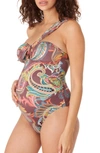 Cache Coeur Maternity Bandana One-piece Swimsuit In Brown