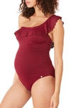 CACHE COEUR BLOOM ONE-SHOULDER ONE-PIECE MATERNITY SWIMSUIT