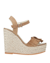 ESPADRILLES ESPADRILLES WOMAN ESPADRILLES CAMEL SIZE 9 SOFT LEATHER