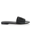 Dolce & Gabbana Dg Logo Leather Flat Sandals In Black