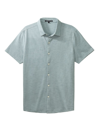 Robert Barakett Whitner Knit Short-sleeve Shirt In Soft Teal