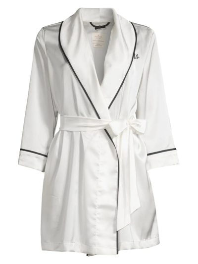 Kate Spade Long Sleeve Embroidered Robe In Off White