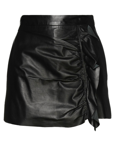 Red Valentino Skirt-effect Ruffled Leather Shorts In Black