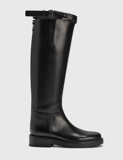 Ann Demeulemeester Buckled Leather Knee Boots In Black