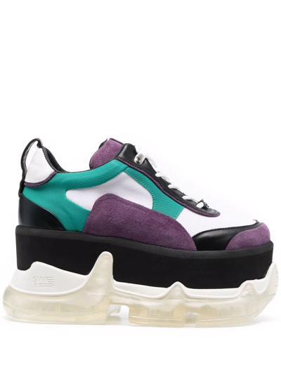 Swear Air Revive Nitro Platform Sneakers In White/pink/purple