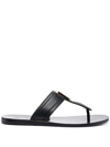 Tom Ford Brighton Leather Flip-flops In Black And Gold In Black