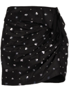 Self-portrait Sequin-embellished Ruched Mini Skirt In Schwarz