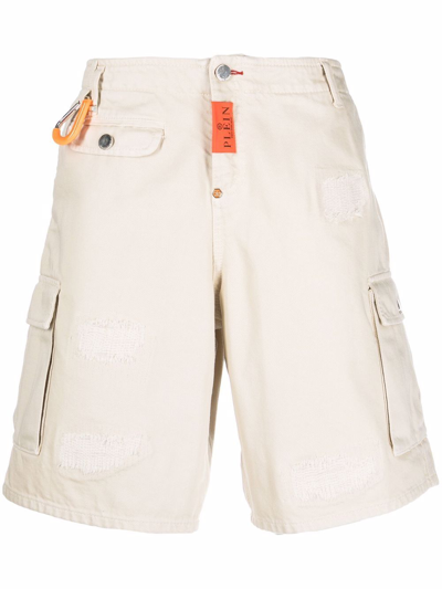 Philipp Plein Wide-leg Cargo Shorts In Neutrals