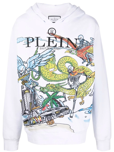 Philipp Plein Graphic-print Pullover Hoodie In White