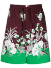Valentino Floral-print Drawstring Shorts In Rot