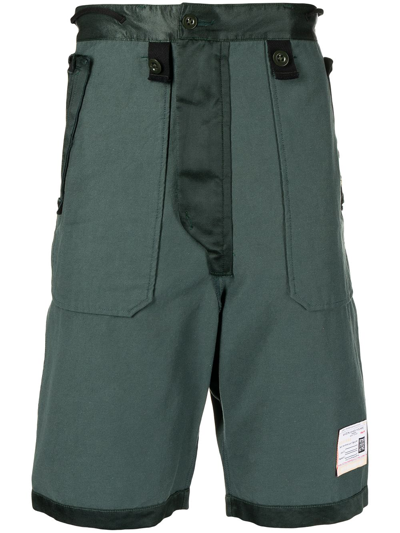 Miharayasuhiro Logo-patch Cotton-blend Bermuda Shorts In Green
