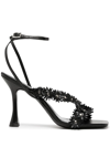 By Far Poppy Floral-appliqué 95mm Sandals In Schwarz