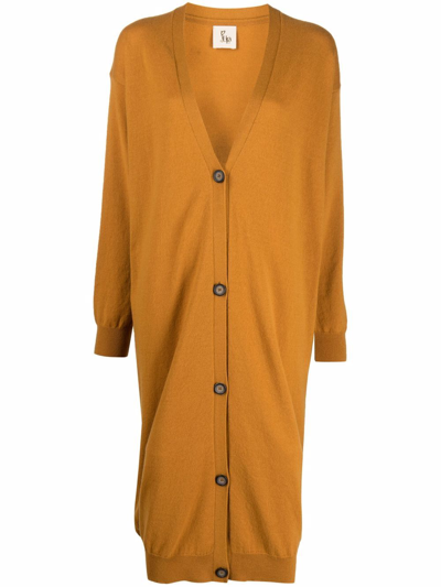 Paula V-neck Cashmere Cardi-coat In Yellow