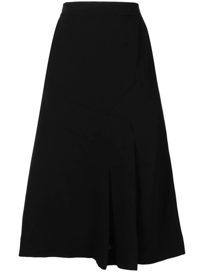 Shiatzy Chen Silk A-line Skirt In Black