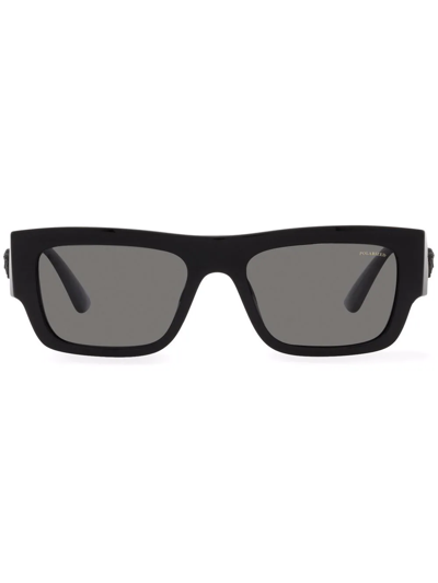 Versace Logo-plaque Square-frame Sunglasses In Black