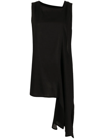 Y's Asymmetrical Draped Sleeveless Top In Black