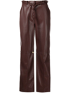 Simkhai Women's Dasha Vegan Leather Straight-leg Pants In Braun