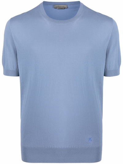 Corneliani Short-sleeve Knit Top In Blau