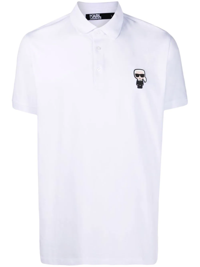 Karl Lagerfeld Logo-patch Polo Shirt In White
