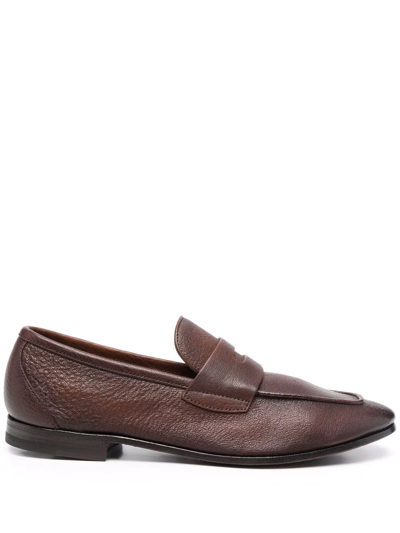 Henderson Baracco Square-toe Leather Loafers In Brown
