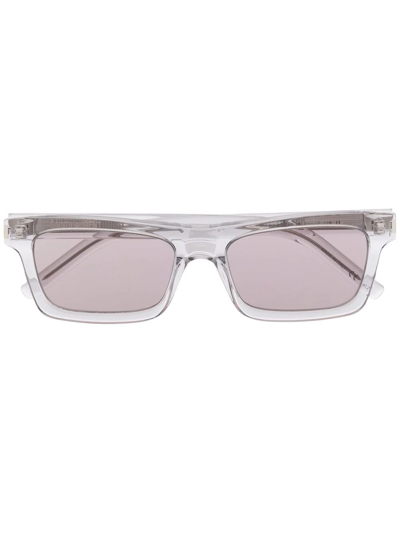 Saint Laurent Rectangular-frame Sunglasses In Silver