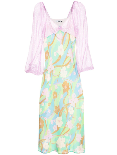 Rixo London Gio Printed Panelled Silk Maxi Dress In Hibiscus Spot Mix