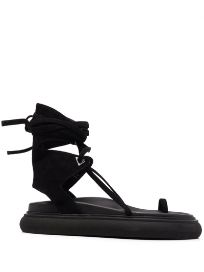 Attico Selene Flatform Sandals In Black