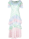 Rixo London Benita Tiered Floral-print Fil Coupé Cotton-voile Maxi Dress In Weiss