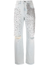 GOLDEN GOOSE KIM CABOCHON-CRYSTAL BLEACHED JEANS