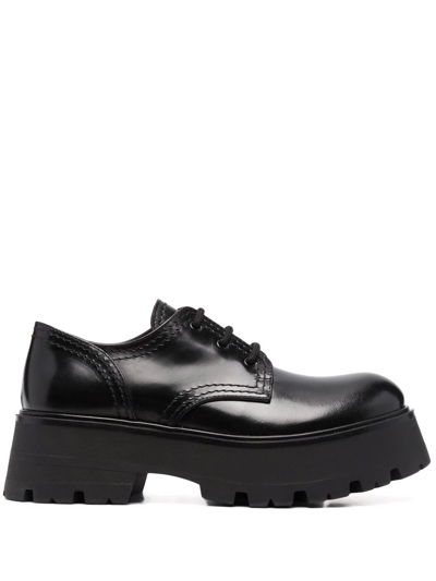 Alexander Mcqueen Rave Calfskin Derby Platform Loafers In Schwarz