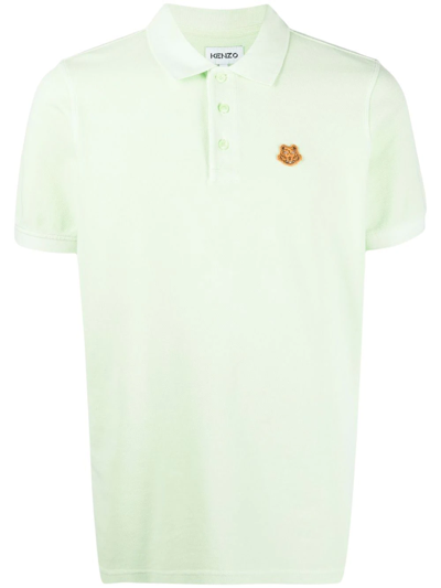 Kenzo Tiger-embroidered Polo Shirt In Green