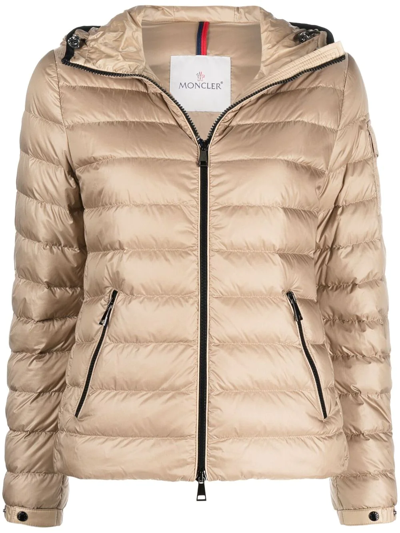 Moncler Bles Hooded Quilted Down Jacket In Beige