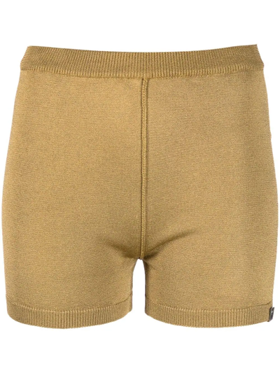 Alyx Metallic-thread Knit Shorts In Gold