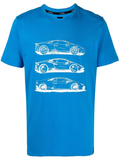 Automobili Lamborghini Man Blue Huracan Evo Rwd Multi Sketch T-shirt In 18-4244 Skydiver Blue