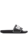 Diesel Men's Sa-mayemi Water-resistant Logo Pool Slides In Schwarz