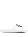 Versace Jeans Couture Logo Print Slides In White