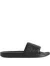 Gucci Pursuit Logo-embossed Leather Sandals In Schwarz