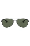 Ray Ban 61mm Aviator Sunglasses In Mat Gunmet