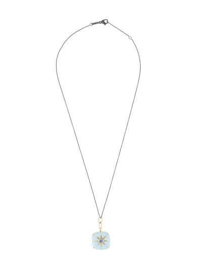 Monica Rich Kosann Enamel Cushion Sapphire Locket Necklace In Blue