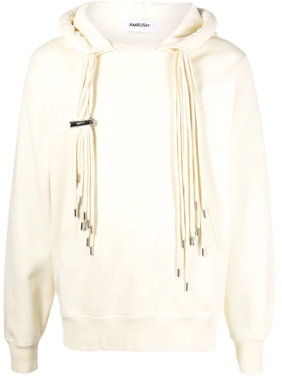 Ambush Embroidered Logo Multicord Cotton Hoodie In White
