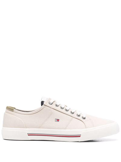 Tommy Hilfiger Low-top Canvas Sneakers In Neutral