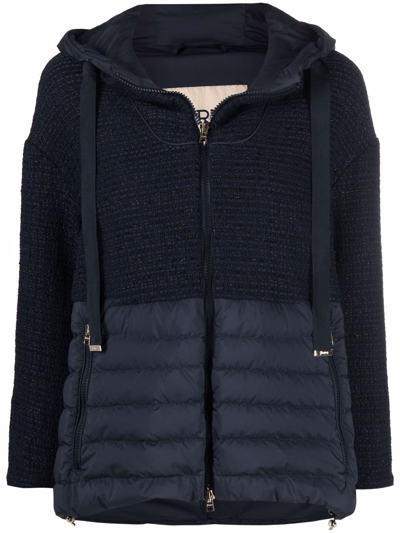 Herno Hybrid Down-padded Panelled Jacket In Blue Navy