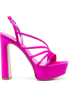 Le Silla Asymmetric Block Heel Platform Sandals In Rosa
