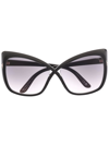 Tom Ford Jasmin Injection Plastic Butterfly Sunglasses In 01b Shiny Black