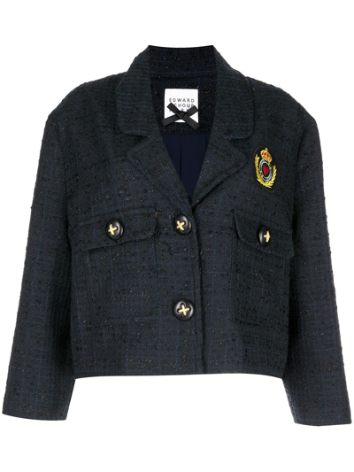 Edward Achour Paris Single-breast Cropped Blazer In Blau