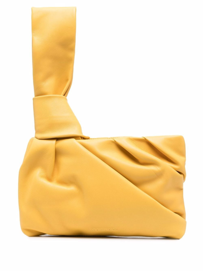 Ambush Knotted Wrist Handle Clutch Bag In Yellow